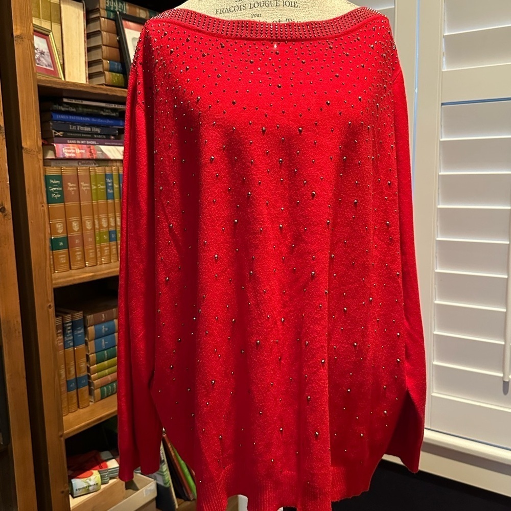 VILA Red Sweater with Studded Accents